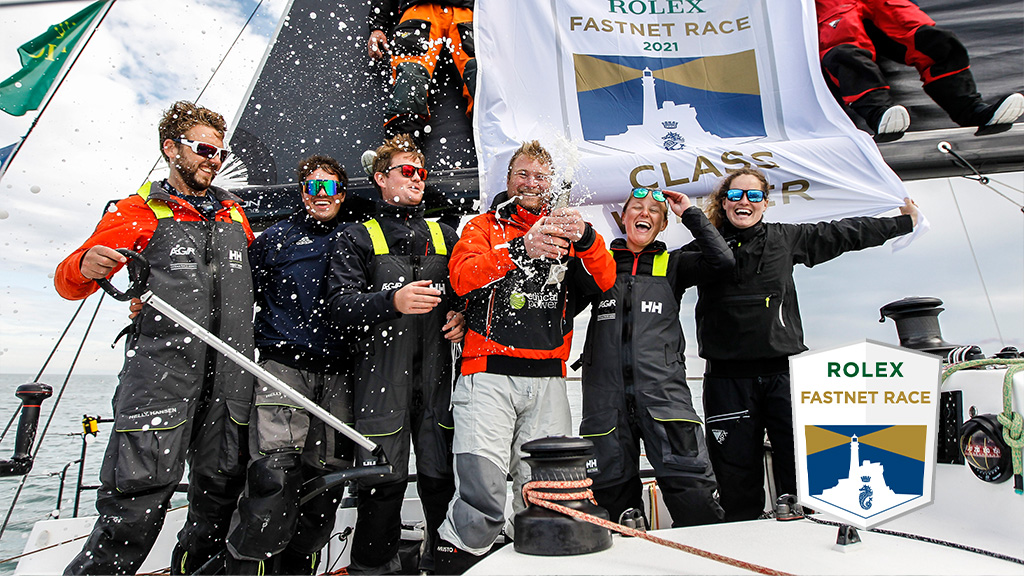 Montage de la victoire overall du JPK 1180 sur la Rolex Fastnet Race en 2021