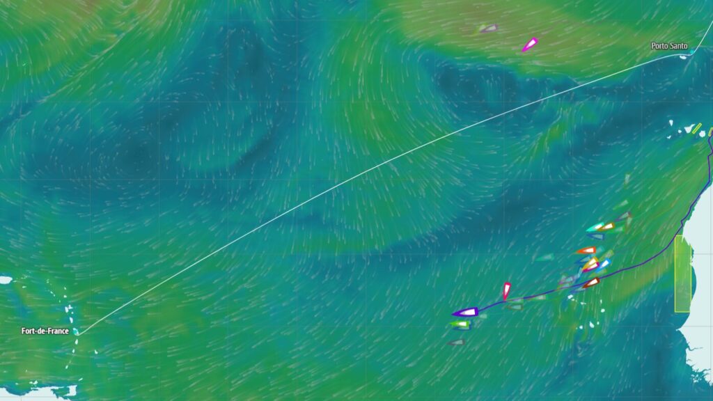cartographie de la cap martinique 2026 avec la position des JPK 1050 en course en solo